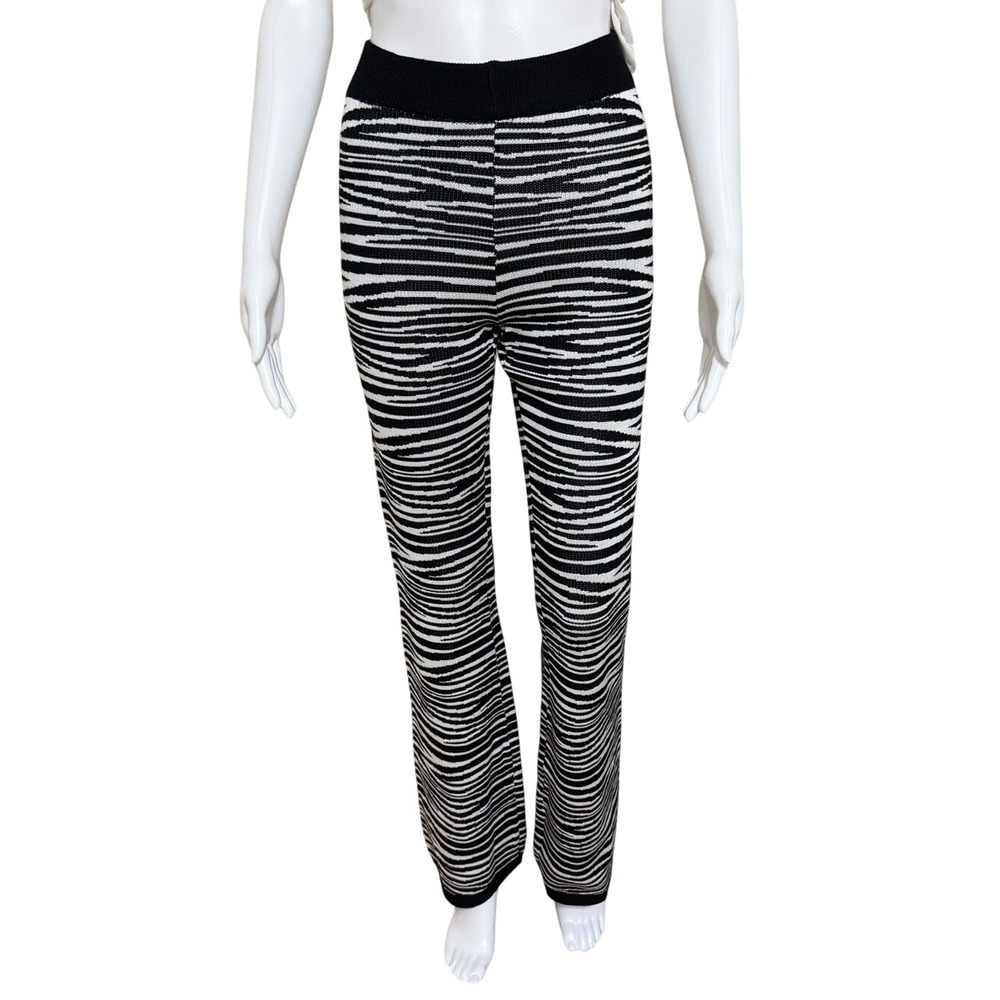 Forever 21 Black White Zebra Print Striped Knit Pants Size Small